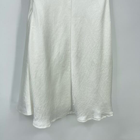 Lovers and Friends | Moira Mini Dress in White Strapless Satin Feather Trim XS - Picture 10 of 13